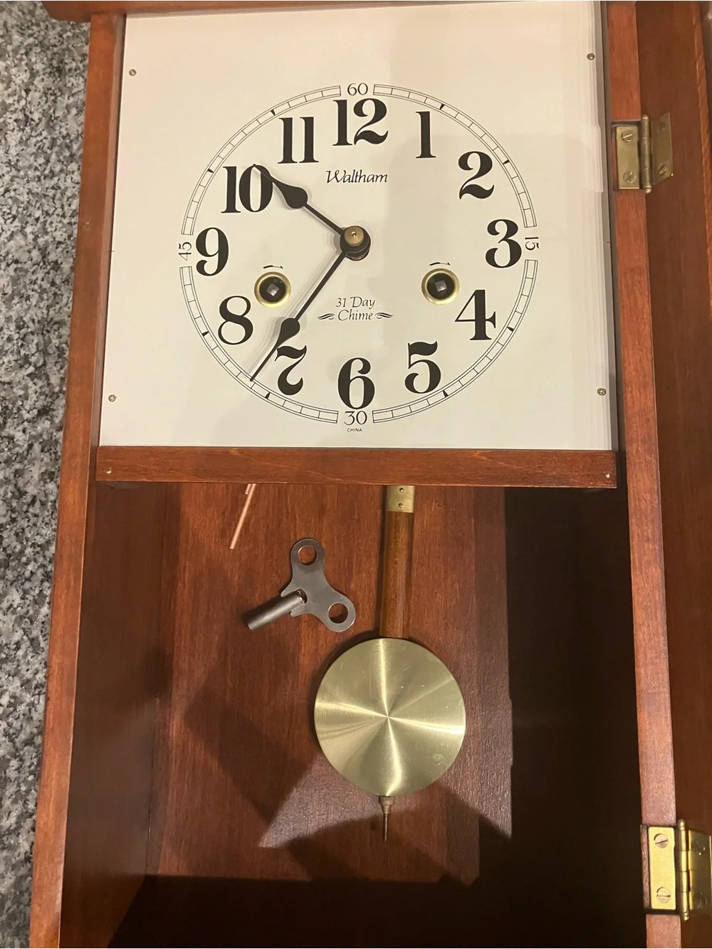 Waltham Brown Wooden Pendulum Wall Clock - Classic Home Accent